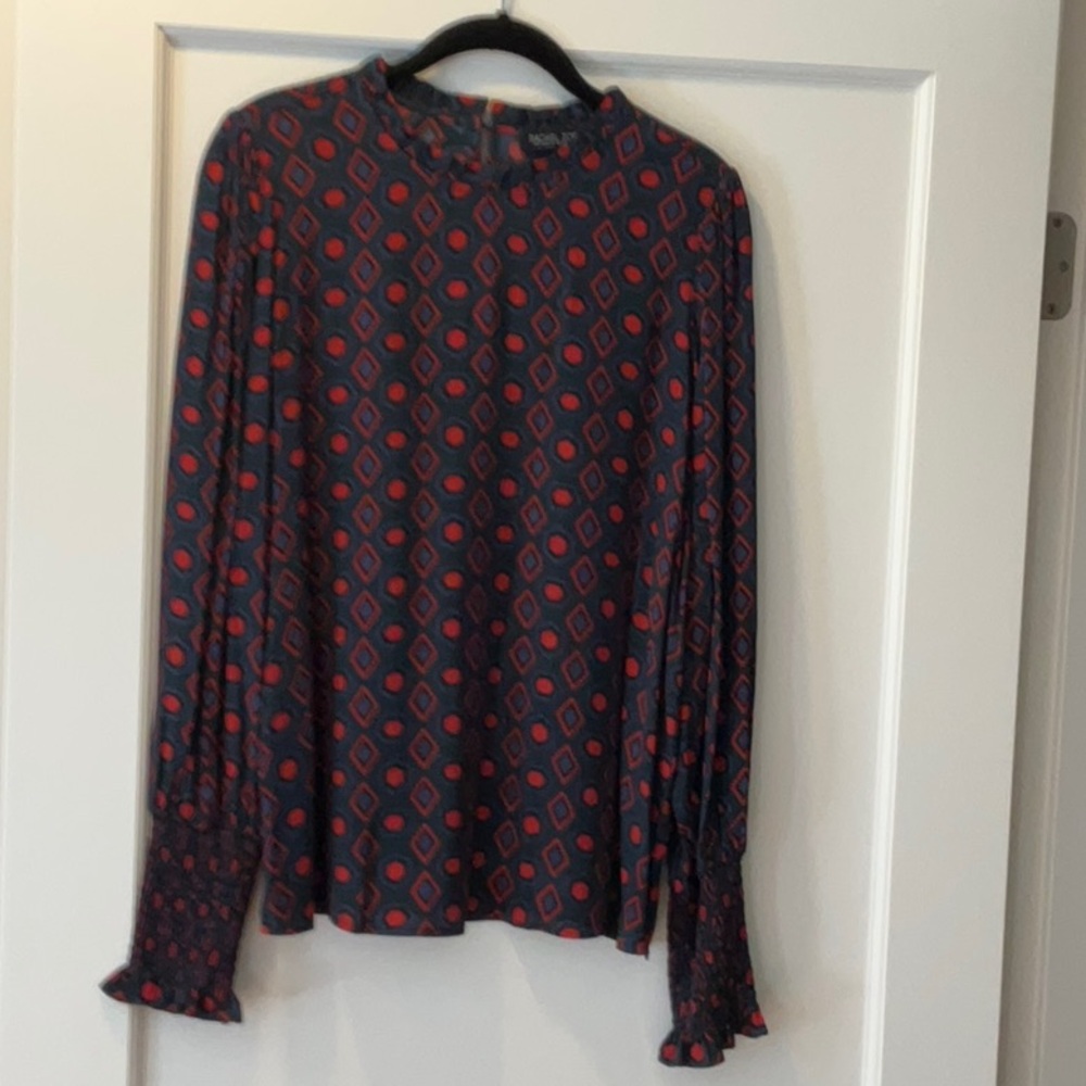 Rachel Zoe Blue and Red Polka Dot Blouse